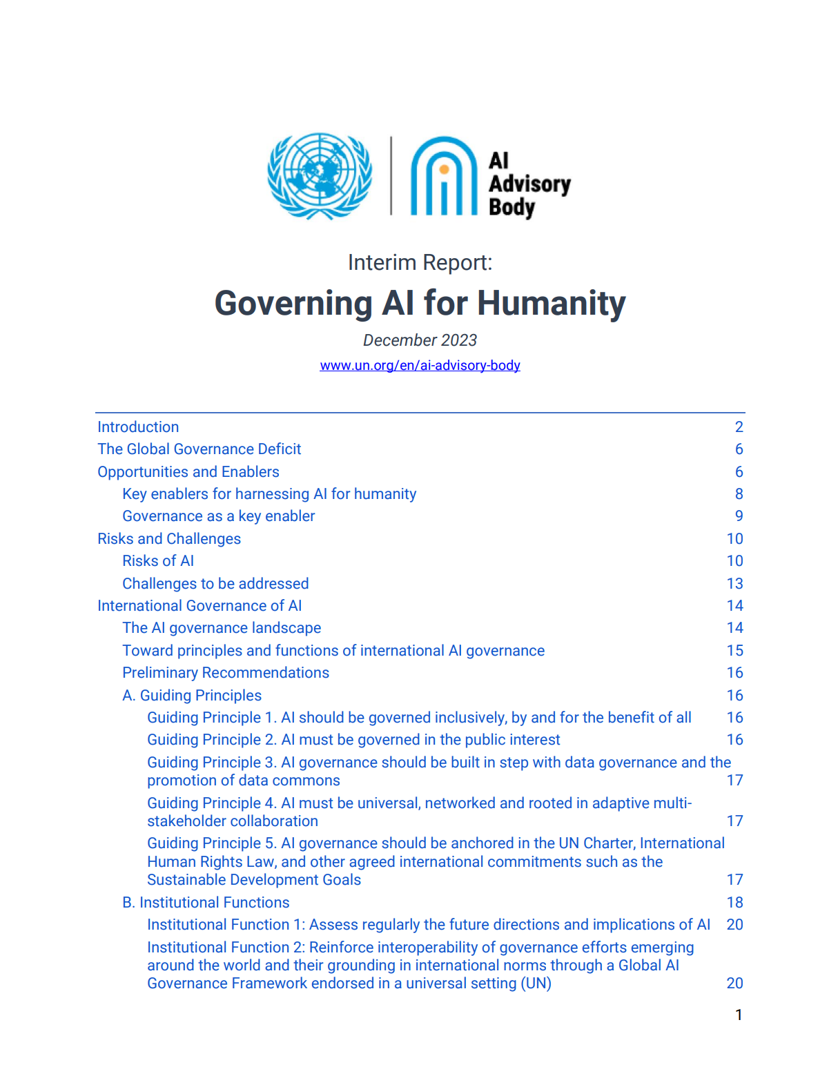 Управление ИИ в интересах человечества: Промежуточный отчет Высокоуровневого консультативного органа