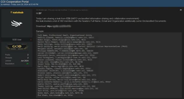 Natohub заявляет об атаке на COI НАТО. Потенциальная потеря данных 362 членов НАТО