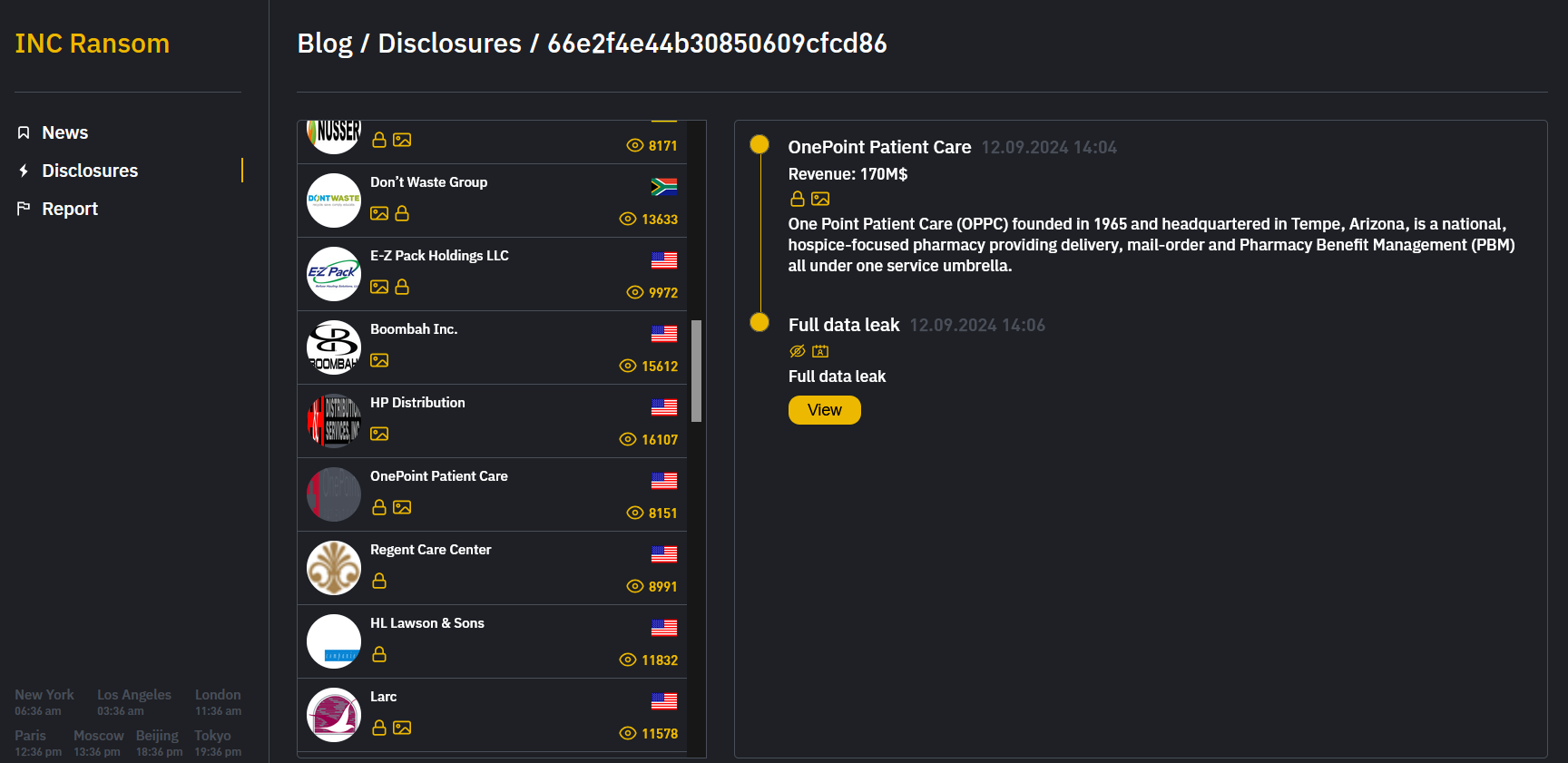 Утечка данных в OnePoint Patient Care: кибератака на сферу здравоохранения