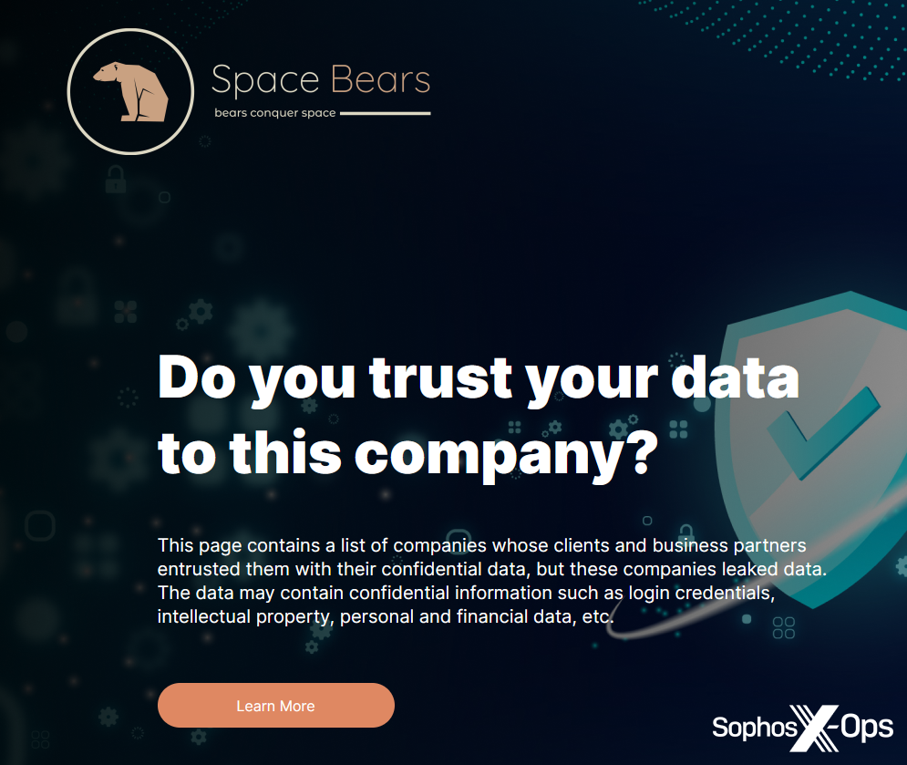 Скриншот с сайта утечки вируса-вымогателя