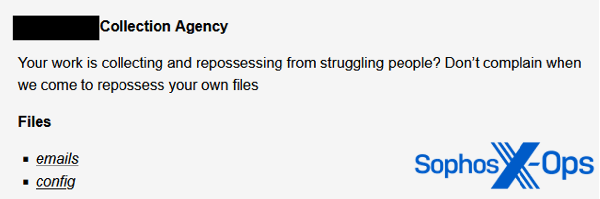 Скриншот с сайта утечки вируса-вымогателя