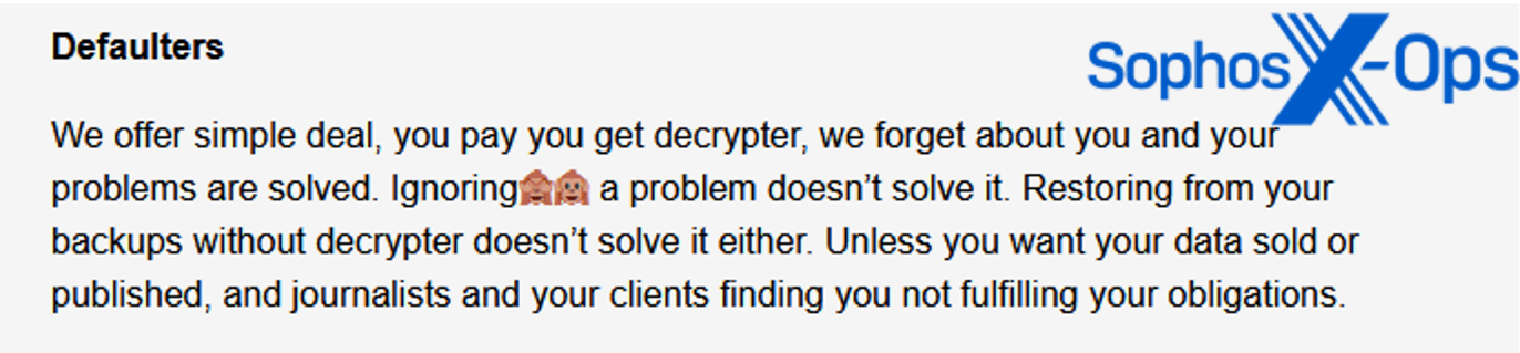 Скриншот с сайта утечки вируса-вымогателя