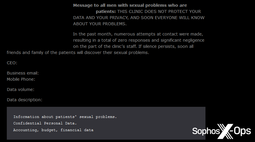 Скриншот с сайта утечки вируса-вымогателя